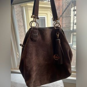 Brown suede Michael Kors tote